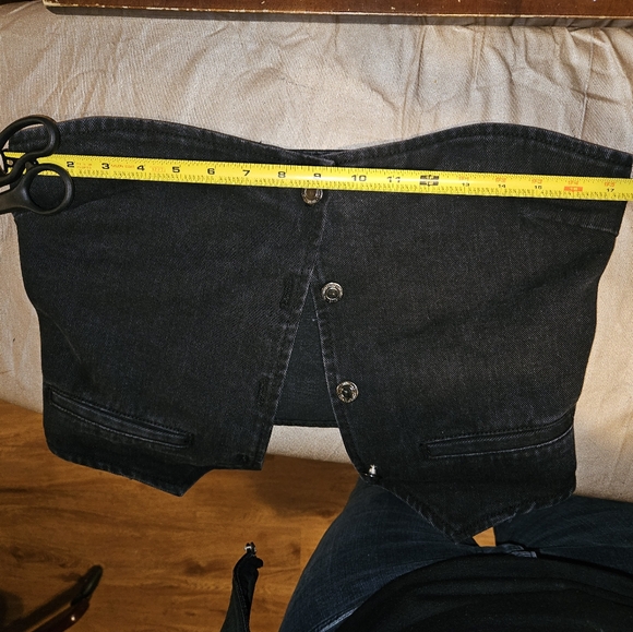 PrettyLittleThing Washed Black Cropped Denim Corset Top women's size 12 tall - Picture 4 of 4